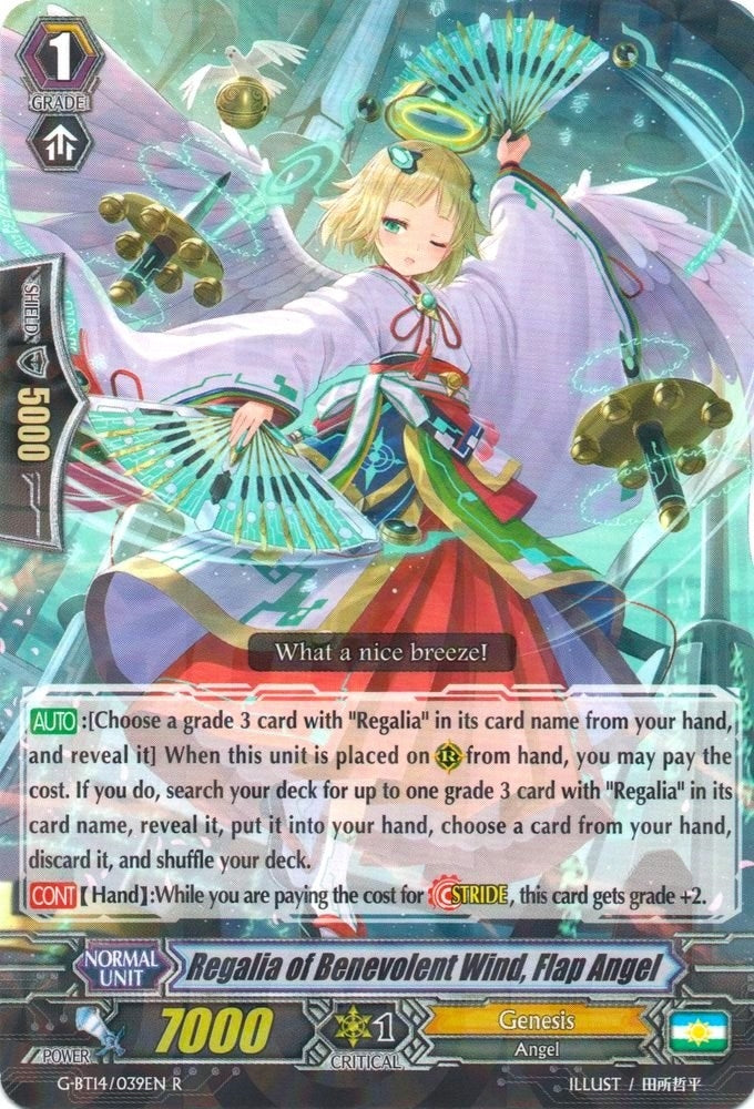 Image for Regalia of Benevolent Wind, Flap Angel (G-BT14: Divine Dragon Apocrypha) (G-BT14/039EN) - Cardfight Vanguard