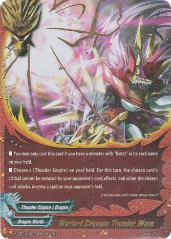 Image for Warlord Crimson Thunder Wave (Driven to Disorder) (X-CBT-A/0070EN) - Future Card BuddyFight