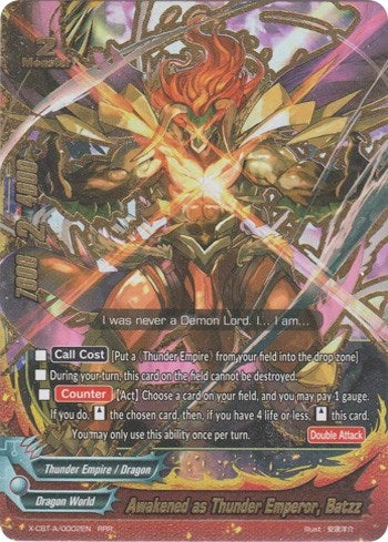 Image for Awakened as Thunder Emperor, Batzz (Driven to Disorder) (X-CBT-A/0002EN) - Future Card BuddyFight