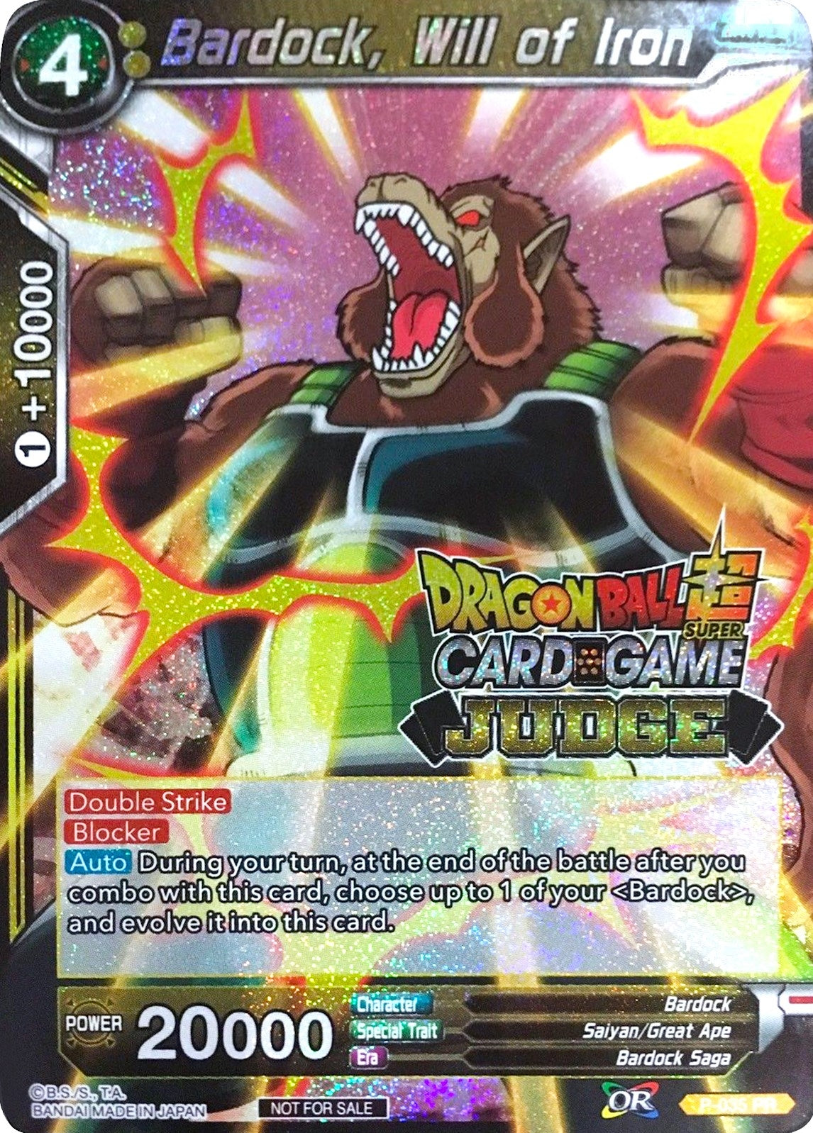Image for Bardock, Will of Iron (Judge Promotion Cards) (P-035) - Dragon Ball Super: Masters
