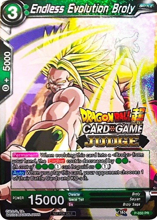 Image for Endless Evolution Broly (Judge Promotion Cards) (P-033) - Dragon Ball Super: Masters
