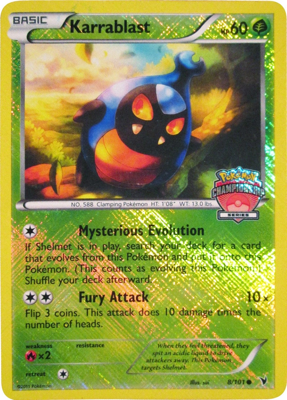 Image for Karrablast - 8/101 (Championship Series) (League & Championship Cards) (008/101) - Pokemon
