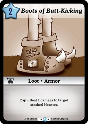 Image for Boots of Butt-Kicking (Alt 1) (Season 1) (18) - Munchkin CCG
