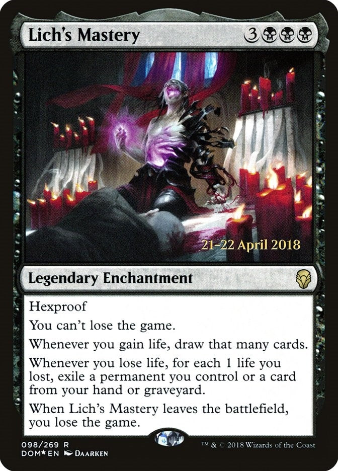 Image for Lich's Mastery (Prerelease Cards) (98) - Magic: The Gathering