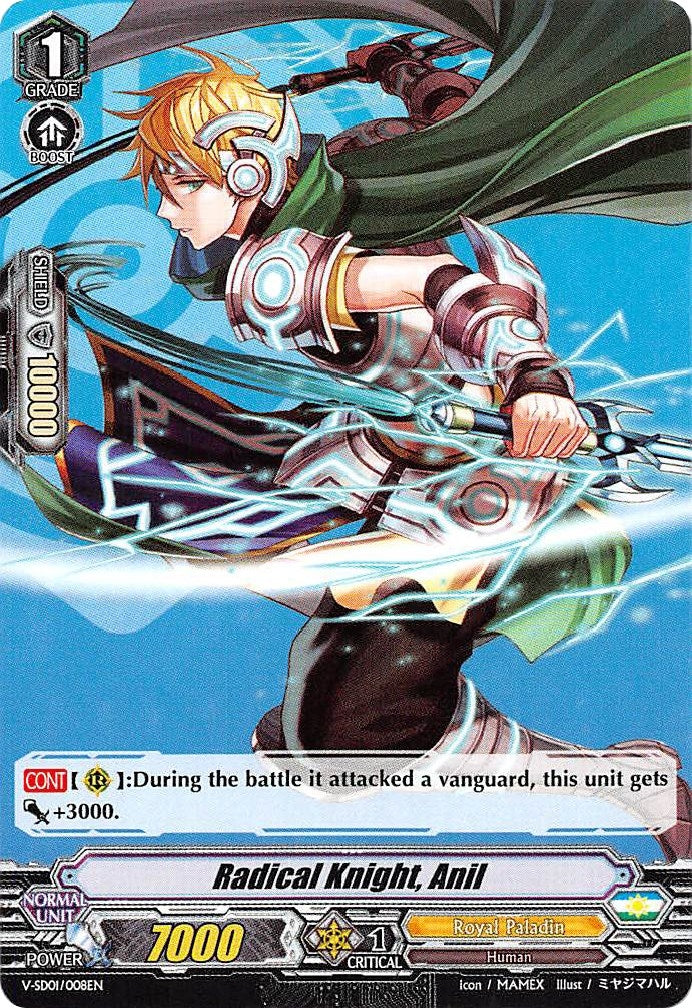 Image for Radical Knight, Anil (V Start Deck 01: 2018 Free Experience Deck "Royal Paladin") (V-SD01/008EN) - Cardfight Vanguard