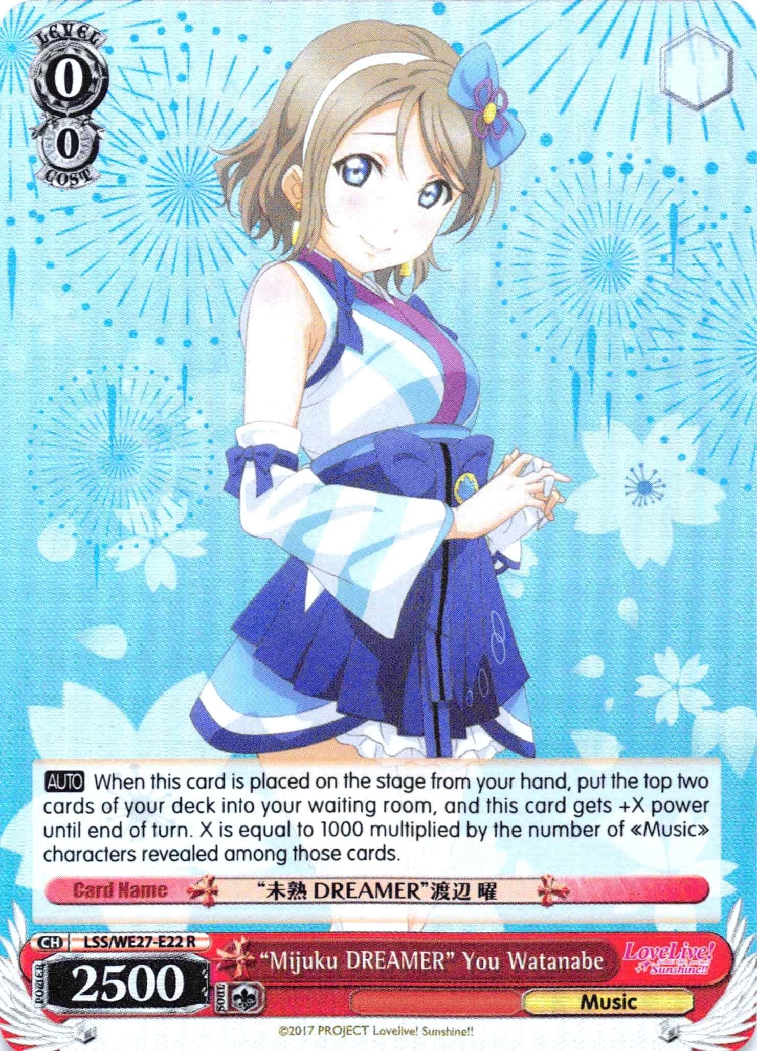 Image for "Mijuku DREAMER" You Watanabe (Parallel Foil) (Love Live! Sunshine!! Extra Booster) (LSS/WE27-E22 R) - Weiss Schwarz