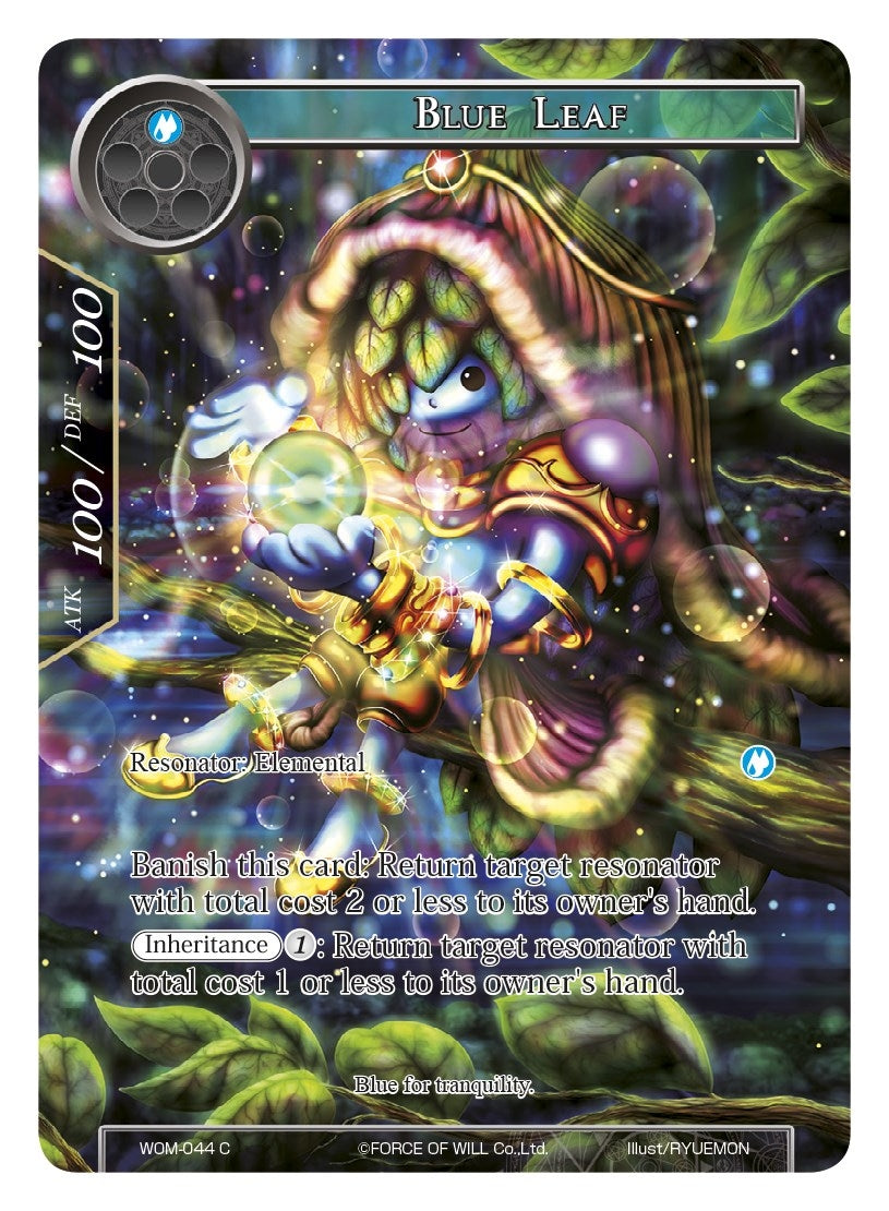 Image for Blue Leaf (Full Art) (Winds of the Ominous Moon) (WOM-044) - Force of Will