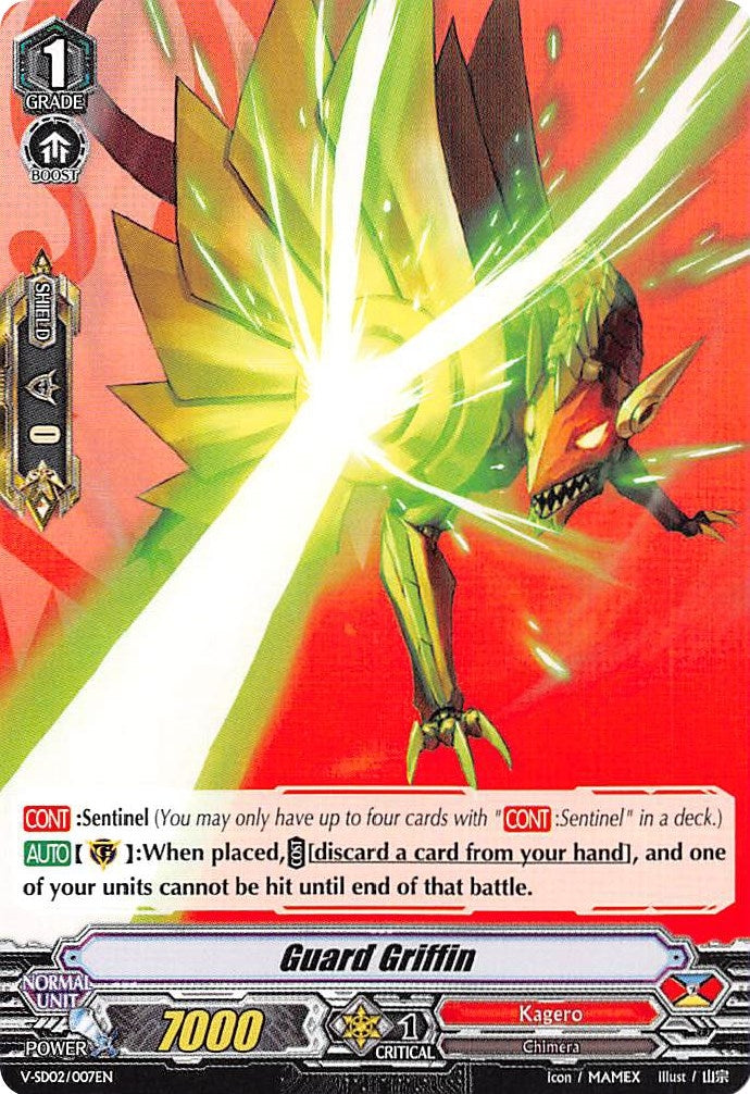 Image for Guard Griffin (V Start Deck 02: 2018 Free Experience Deck "Kagero") (V-SD02/007EN) - Cardfight Vanguard