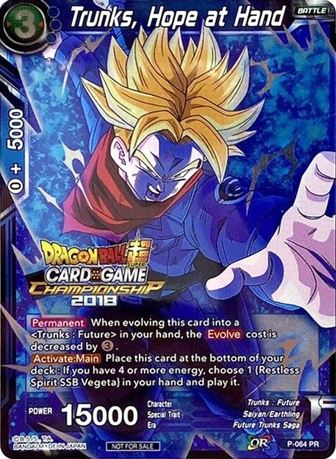 Image for Trunks, Hope at Hand (Tournament Promotion Cards) (P-064) - Dragon Ball Super: Masters