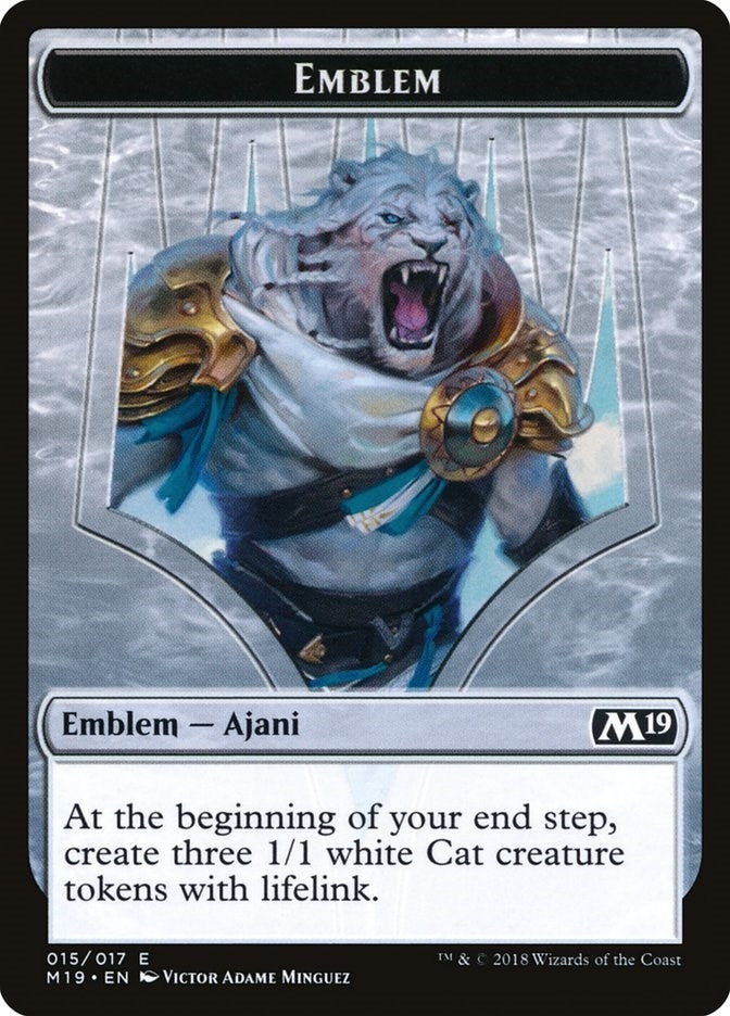 Image for Emblem - Ajani, Adversary of Tyrants (Core Set 2019) (15) - Magic: The Gathering
