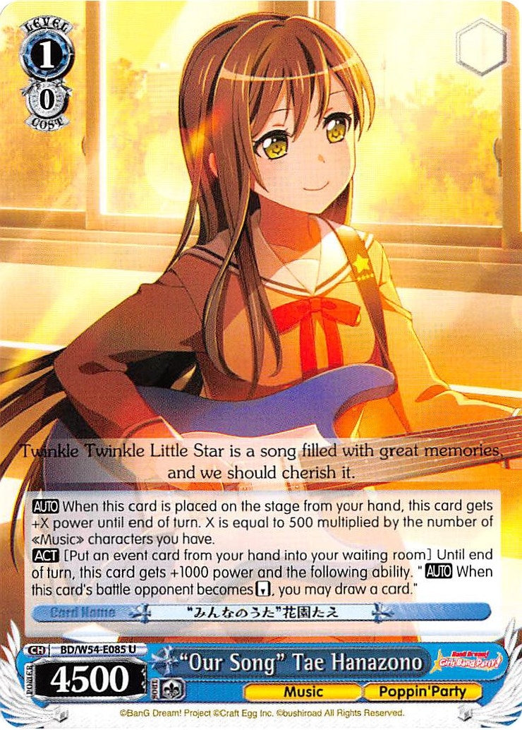 Image for "Our Song" Tae Hanazono (BanG Dream! Girls Band Party!) (BD/W54-E085 U) - Weiss Schwarz
