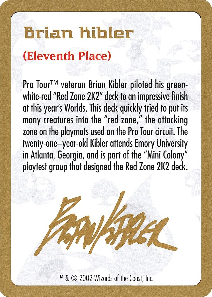 Image for 2002 Brian Kibler Biography Card (World Championship Decks) - Magic: The Gathering