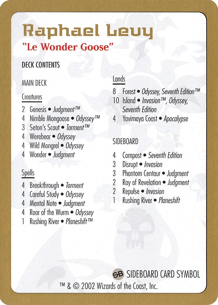 Image for 2002 Raphael Levy Decklist Card (World Championship Decks) - Magic: The Gathering