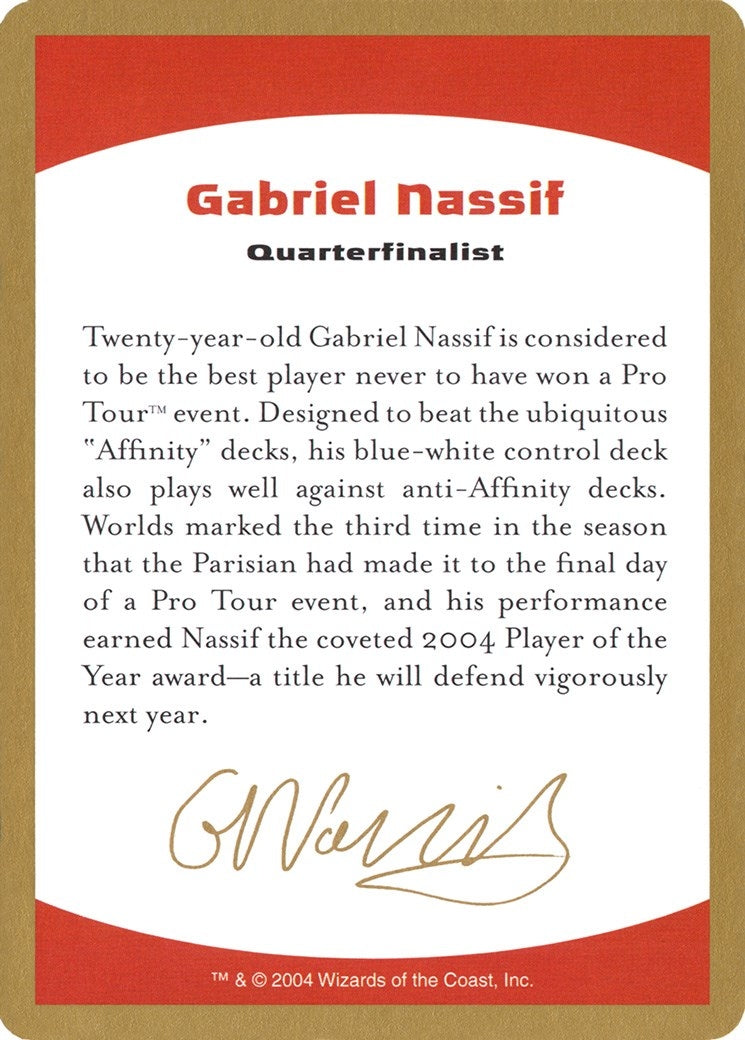 Image for 2004 Gabriel Nassif Biography Card (World Championship Decks) - Magic: The Gathering