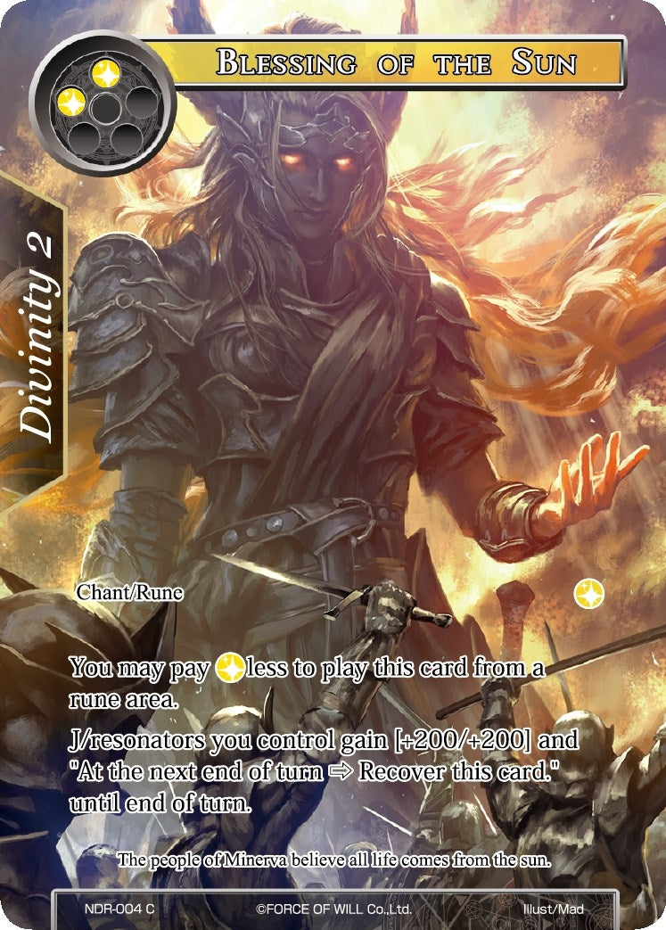 Image for Blessing of the Sun (Full Art) (New Dawn Rises) (NDR-004) - Force of Will