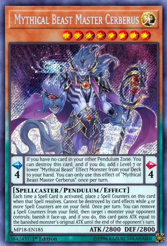 Image for Mythical Beast Master Cerberus (2018 Mega-Tins Mega Pack) (MP18-EN185) - YuGiOh