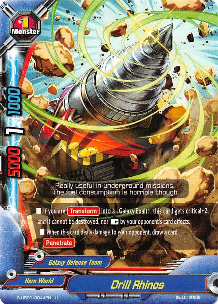 Image for Drill Rhinos (S-UB01: Superhero Wars Omega -Advent of Cosmoman!-) (S-UB01/0044EN) - Future Card BuddyFight