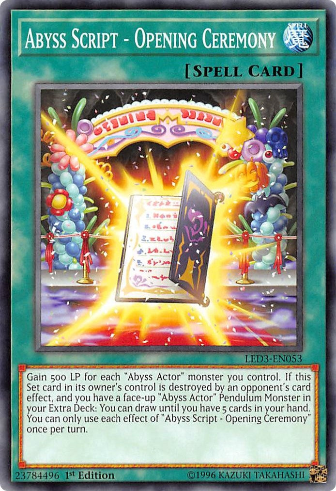 Image for Abyss Script - Opening Ceremony (Legendary Duelists: White Dragon Abyss) (LED3-EN053) - YuGiOh