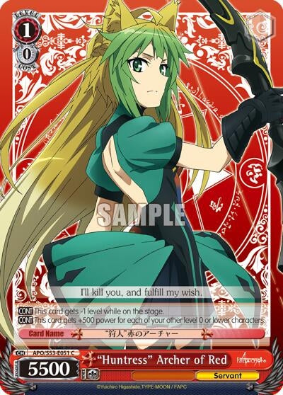 Image for "Huntress" Archer of Red (Fate/Apocrypha) (APO/S53-E051 C) - Weiss Schwarz