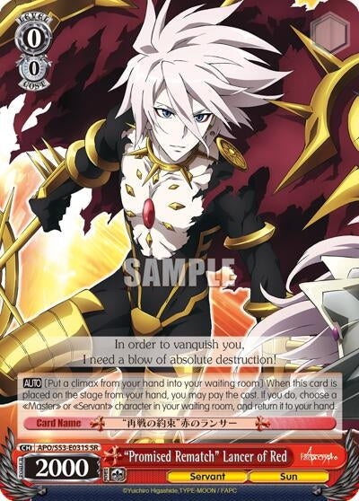 Image for "Promised Rematch" Lancer of Red (SR) (Fate/Apocrypha) (APO/S53-E031S SR) - Weiss Schwarz