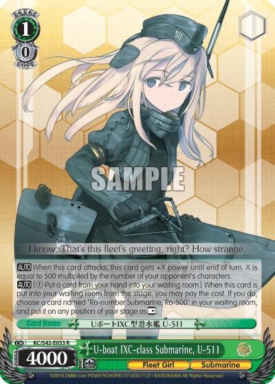 Image for U-boat IXC-class Submarine, U-511 (KanColle: Arrival! Reinforcement Fleets from Europe!) (KC/S42-E033 R) - Weiss Schwarz