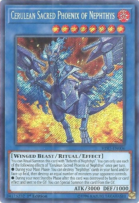 Image for Cerulean Sacred Phoenix of Nephthys (Hidden Summoners) (HISU-EN006) - YuGiOh