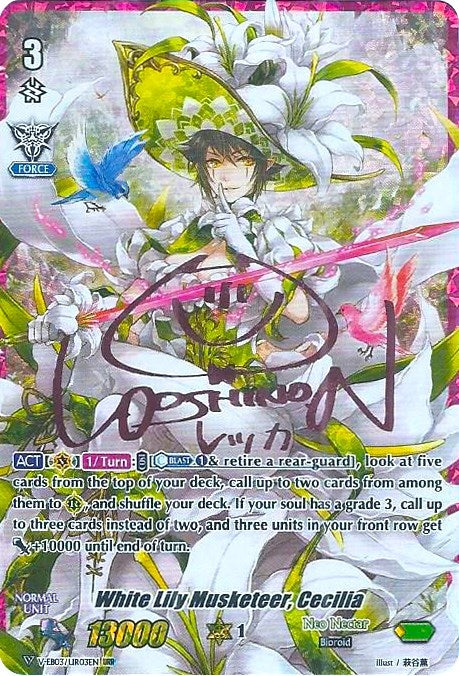 Image for White Lily Musketeer, Cecilia (URR) (Pink Signature) (V-EB03: ULTRARARE MIRACLE COLLECTION) (V-EB03/UR03EN) - Cardfight Vanguard
