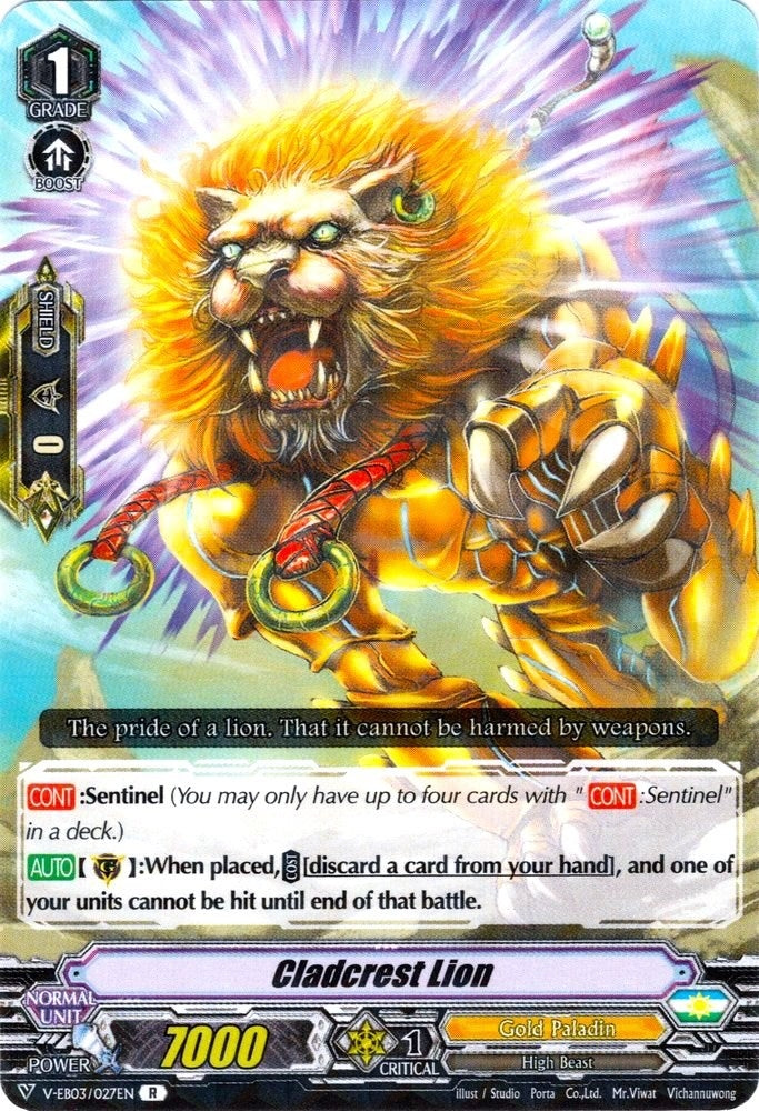 Image for Cladcrest Lion (V-EB03: ULTRARARE MIRACLE COLLECTION) (V-EB03/027EN) - Cardfight Vanguard