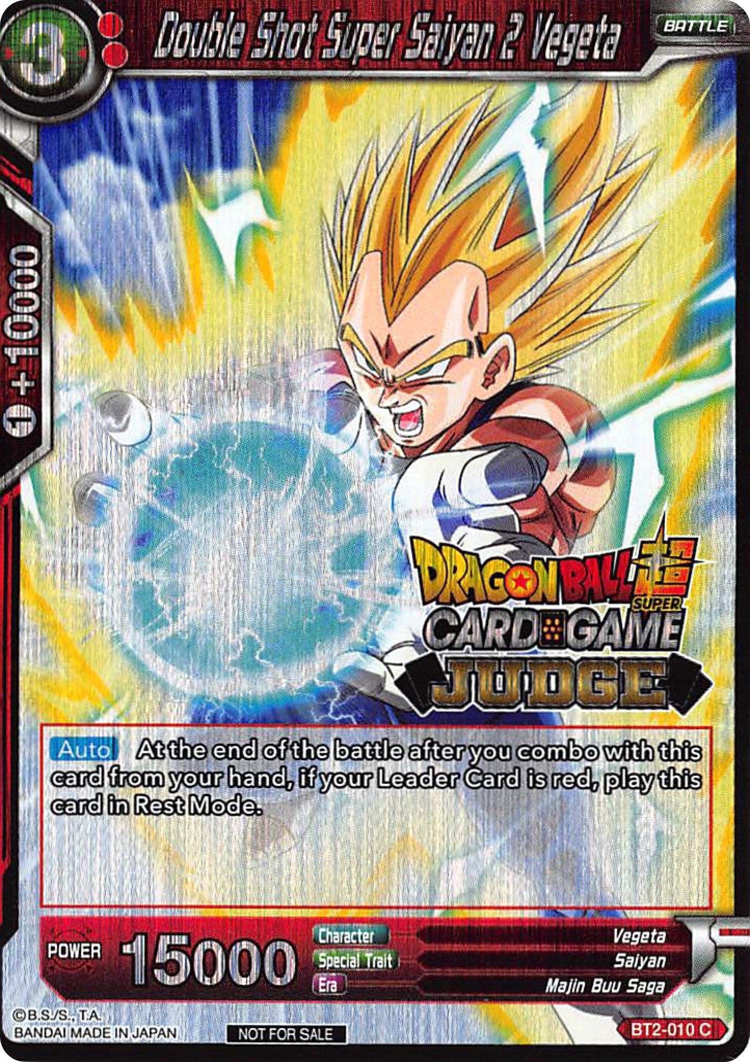 Image for Double Shot Super Saiyan 2 Vegeta (Judge Promotion Cards) (BT2-010) - Dragon Ball Super: Masters