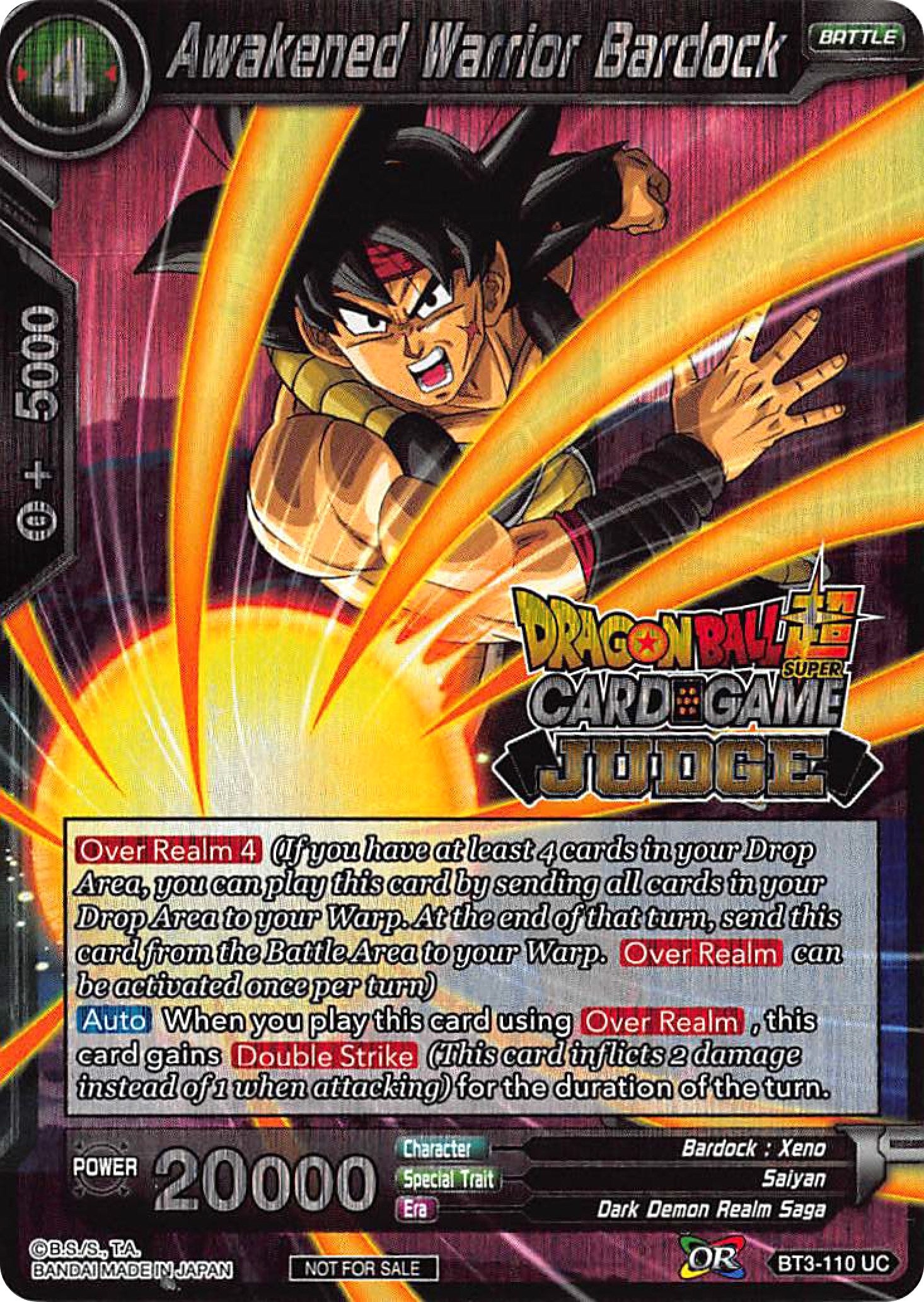 Image for Awakened Warrior Bardock (Judge Promotion Cards) (BT3-110) - Dragon Ball Super: Masters