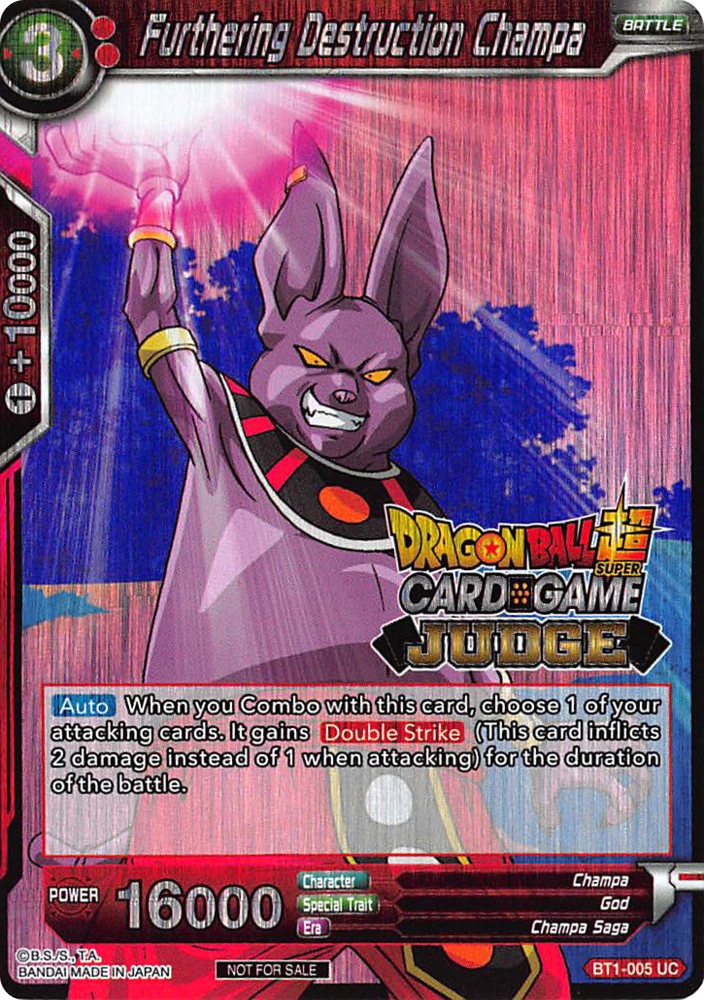 Image for Furthering Destruction Champa (Judge Promotion Cards) (BT1-005) - Dragon Ball Super: Masters