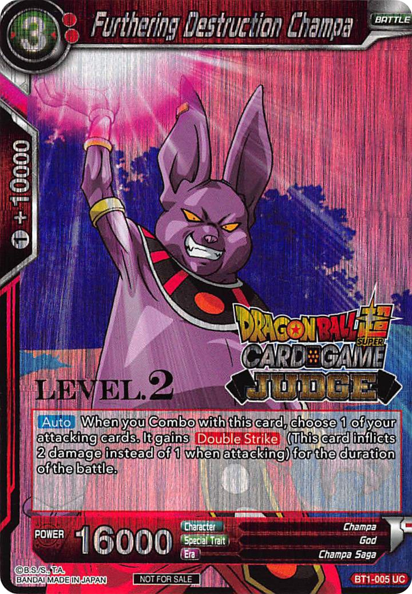 Image for Furthering Destruction Champa (Level 2) (Judge Promotion Cards) (BT1-005) - Dragon Ball Super: Masters
