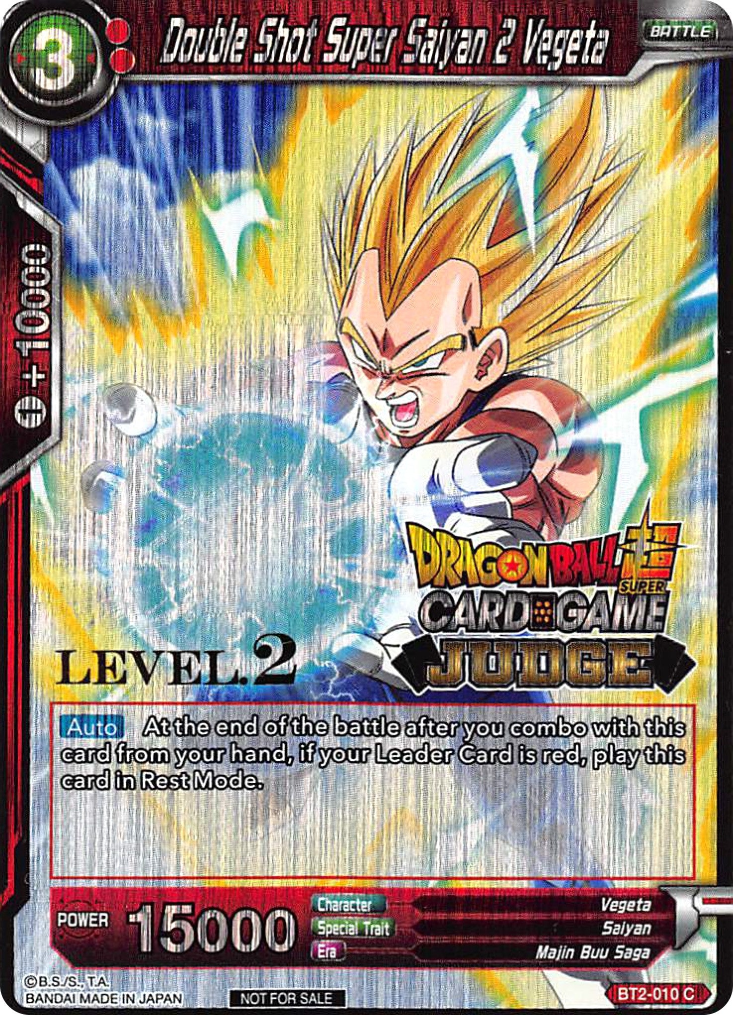 Image for Double Shot Super Saiyan 2 Vegeta (Level 2) (Judge Promotion Cards) (BT2-010) - Dragon Ball Super: Masters