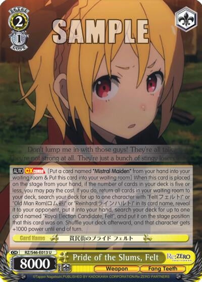 Image for Pride of the Slums, Felt (Re:ZERO) (RZ/S46-E013 U) - Weiss Schwarz