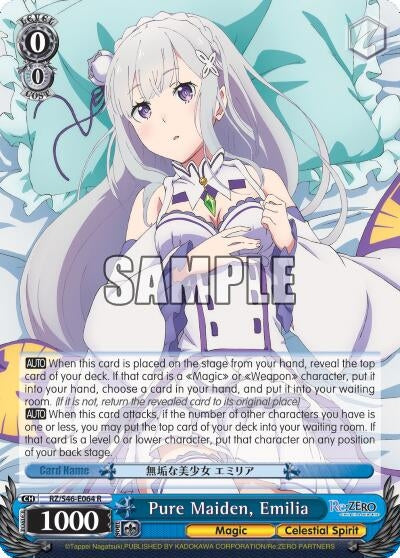 Image for Pure Maiden, Emilia (Re:ZERO) (RZ/S46-E064 R) - Weiss Schwarz