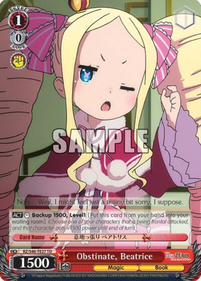 Image for Obstinate, Beatrice (Re:ZERO) (RZ/S46-TE27 TD) - Weiss Schwarz