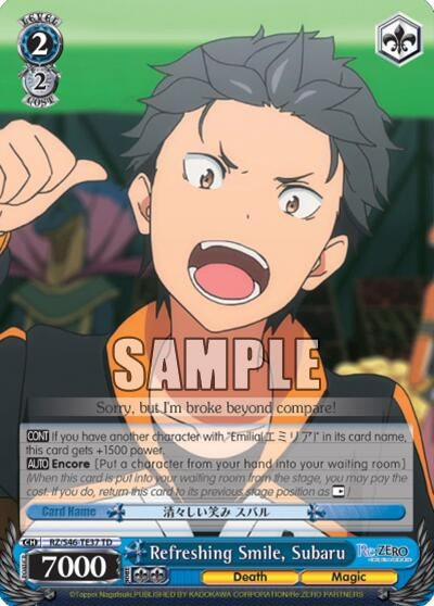 Image for Refreshing Smile, Subaru (Re:ZERO) (RZ/S46-TE37 TD) - Weiss Schwarz
