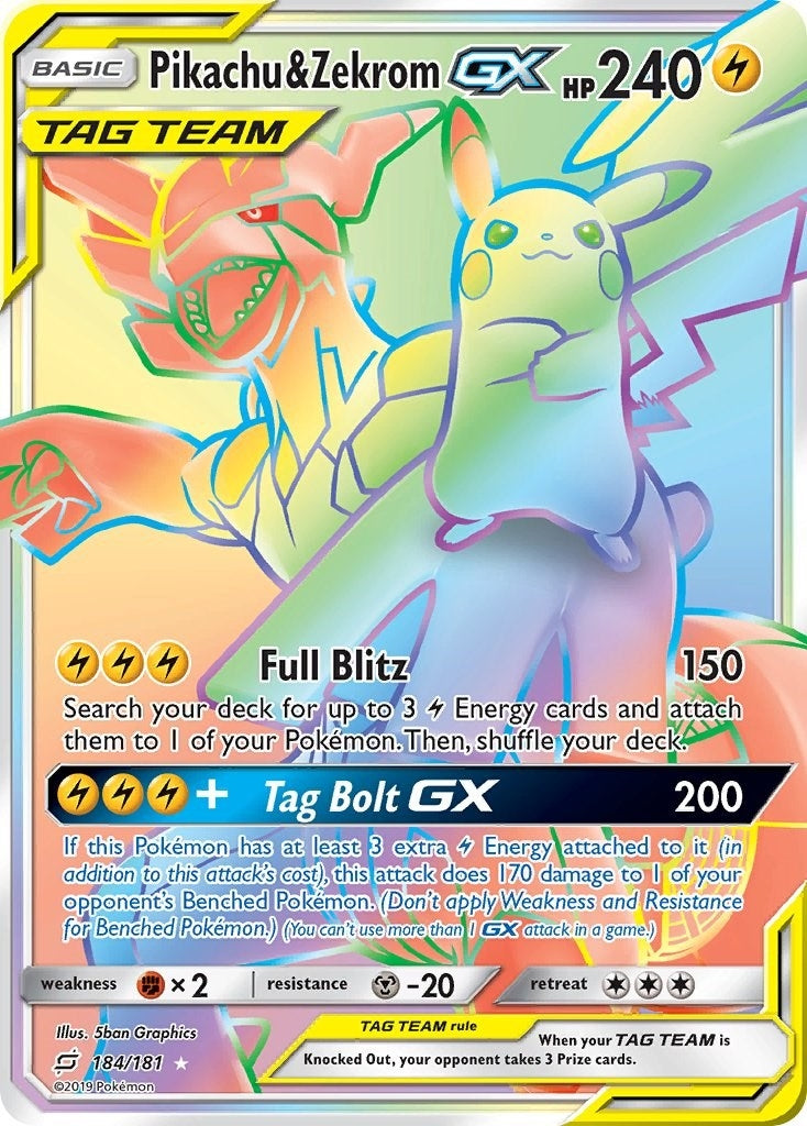 Image for Pikachu & Zekrom GX (Secret) (SM - Team Up) (184/181) - Pokemon