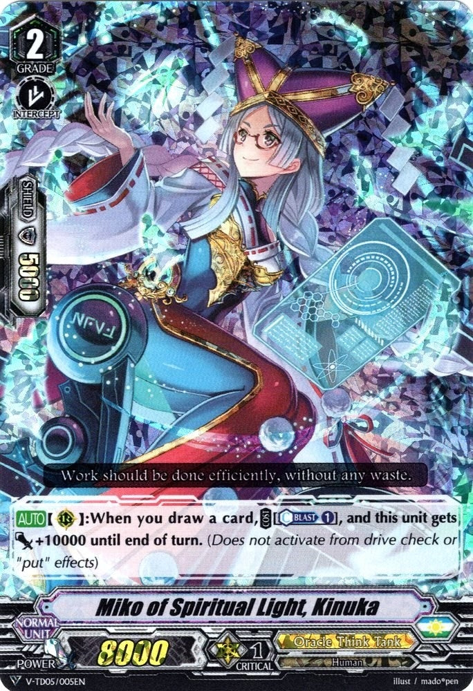 Image for Miko of Spiritual Light, Kinuka (RRR Foil) (V-TD05: Misaki Tokura) (V-TD05/005EN) - Cardfight Vanguard
