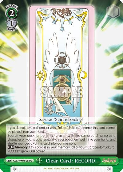 Image for Clear Card: RECORD (Cardcaptor Sakura: Clear Card) (CCS/WX01-053 U) - Weiss Schwarz