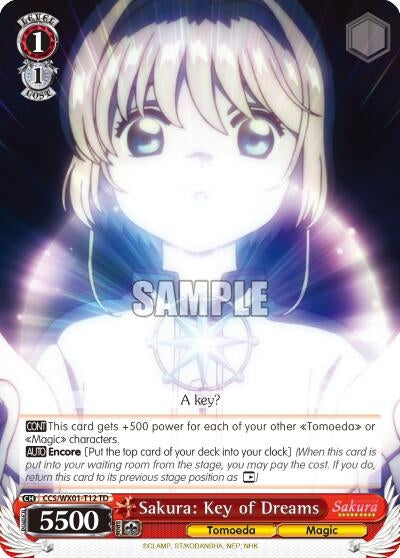 Image for Sakura: Key of Dreams (Cardcaptor Sakura: Clear Card) (CCS/WX01-T12 TD) - Weiss Schwarz