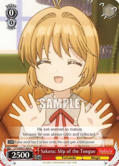 Image for Sakura: Slip of the Tongue (Cardcaptor Sakura: Clear Card) (CCS/WX01-060 R) - Weiss Schwarz