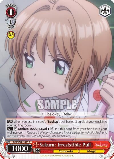 Image for Sakura: Irresistible Pull (Cardcaptor Sakura: Clear Card) (CCS/WX01-071 C) - Weiss Schwarz