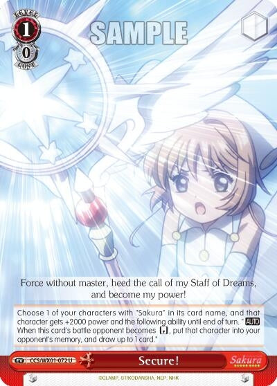 Image for Secure! (Cardcaptor Sakura: Clear Card) (CCS/WX01-072 U) - Weiss Schwarz