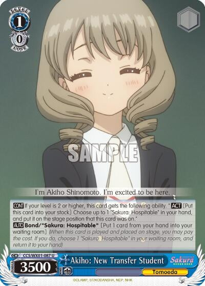 Image for Akiho: New Transfer Student (Cardcaptor Sakura: Clear Card) (CCS/WX01-087 U) - Weiss Schwarz