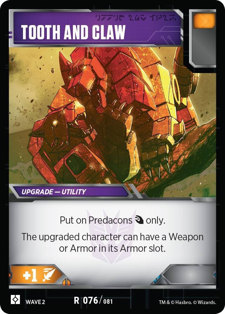 Image for Tooth and Claw (Rise of the Combiners) (76) - Transformers TCG