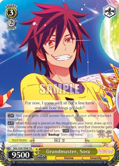 Image for Grandmaster, Sora (No Game No Life) (NGL/S58-TE08 TD) - Weiss Schwarz