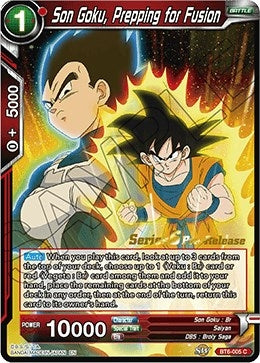 Image for Son Goku, Prepping for Fusion (Destroyer Kings Pre-Release Cards) (BT6-005_PR) - Dragon Ball Super: Masters