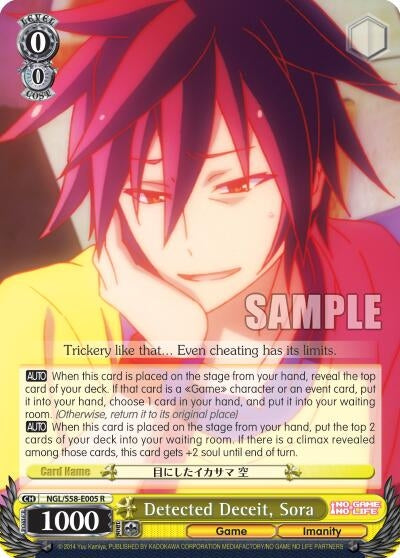 Image for Detected Deceit, Sora (No Game No Life) (NGL/S58-E005 R) - Weiss Schwarz