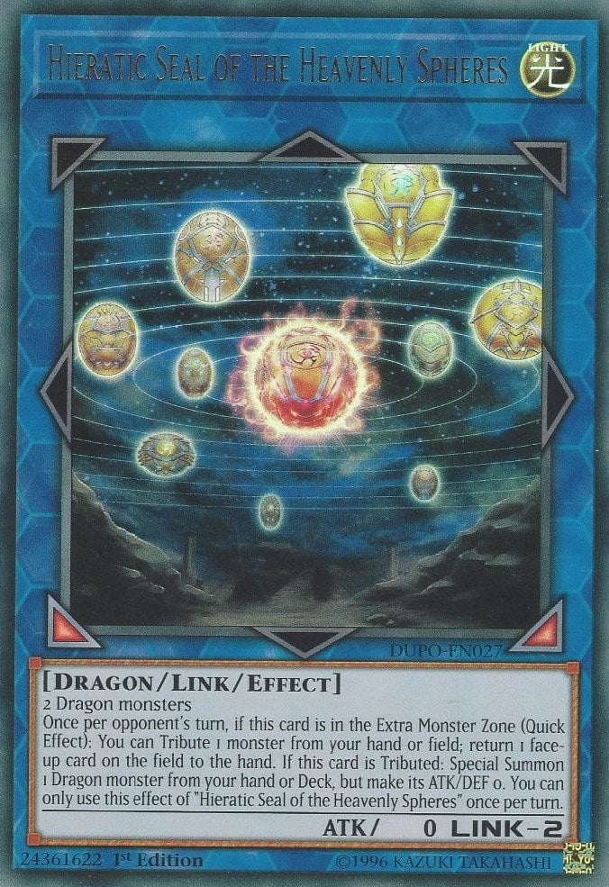 Image for Hieratic Seal of the Heavenly Spheres (Duel Power) (DUPO-EN027) - YuGiOh